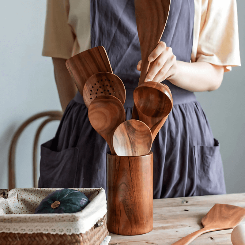 Velmora & Co. TeakWood™ Utensil Holder