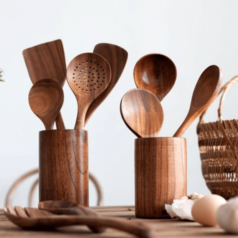 Velmora & Co. TeakWood™ Utensil Holder