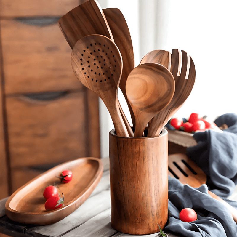 Velmora & Co. TeakWood™ Utensil Holder
