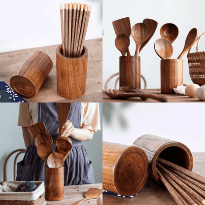 Velmora & Co. TeakWood™ Utensil Holder